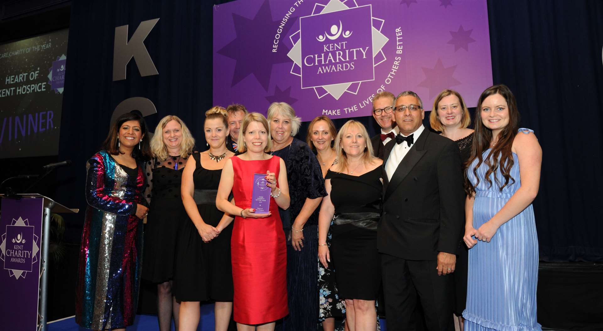 Heart of Kent Hospice volunteers and colleagues from the Kent Charity Awards in 2019