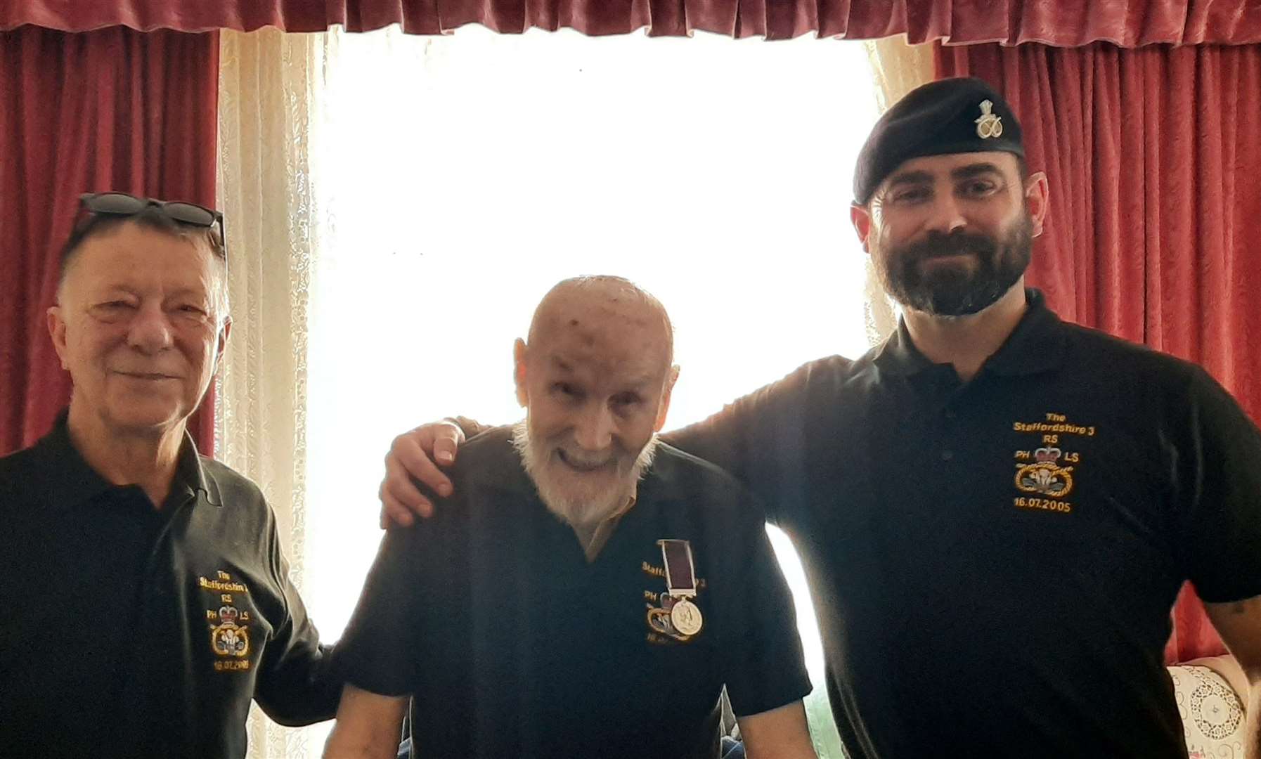 Ronald Brown hit the headlines after being reunited his lost Army medals. Pictured with Gordon Moore (left) and Anthony Frith from the Staffordshire Regiment