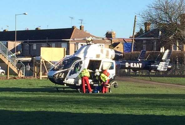The Air Ambulance landed in Faversham. Copyright @Kent999
