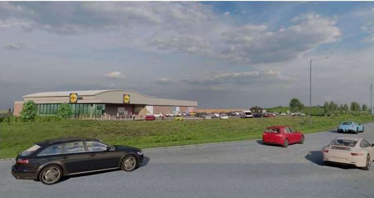 The proposed Lidl development at Cowstead corner. Picture: One Design
