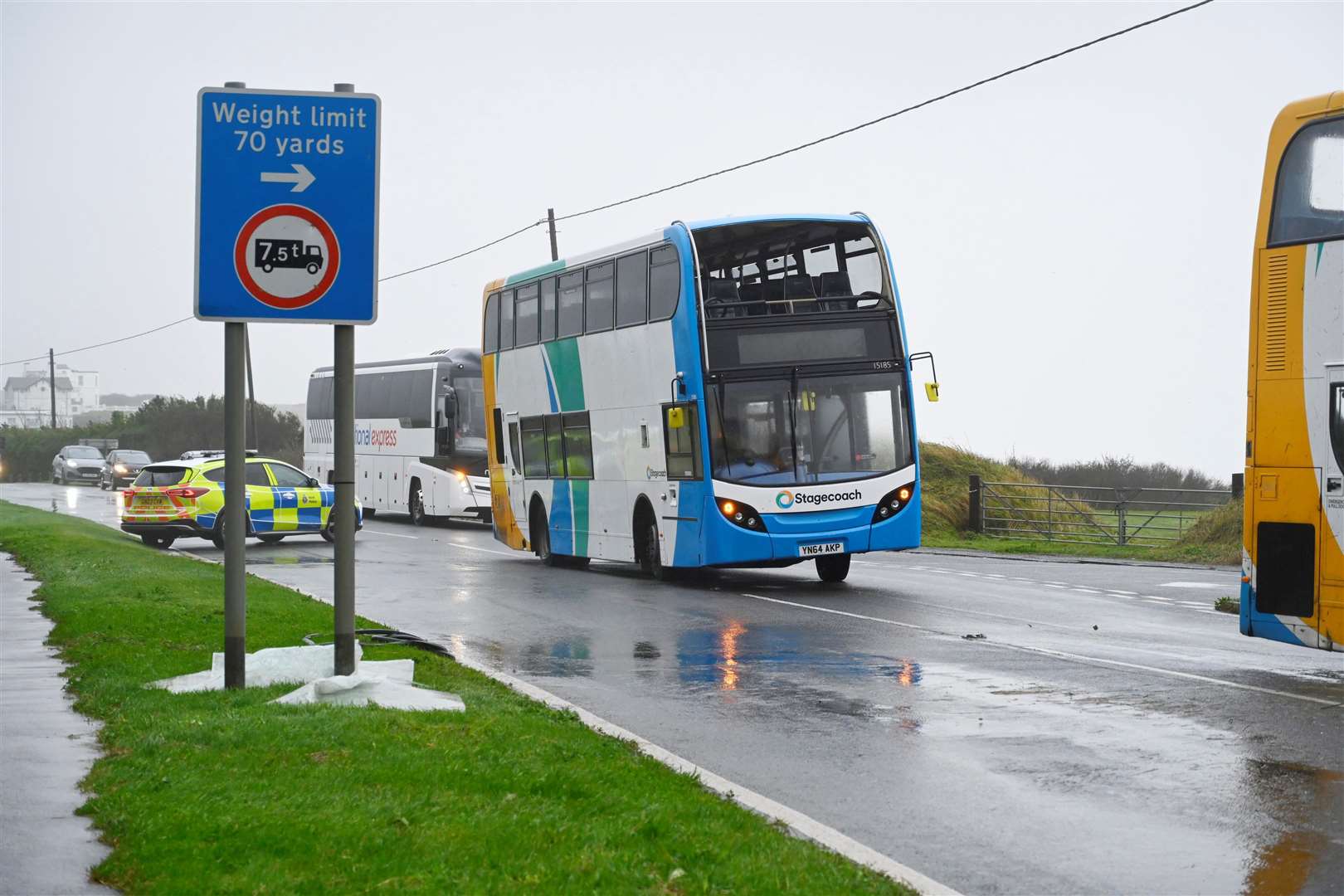 The wind lifted the bus and there was a risk of it being blown over. Picture: Barry Goodwin