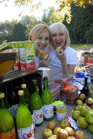 Catherine Carden and Di Rudd at the market, from The Garden Produce Company in Chartham