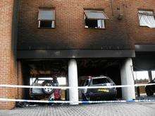 A car fire under apartments at Russell Quay, Gravesend