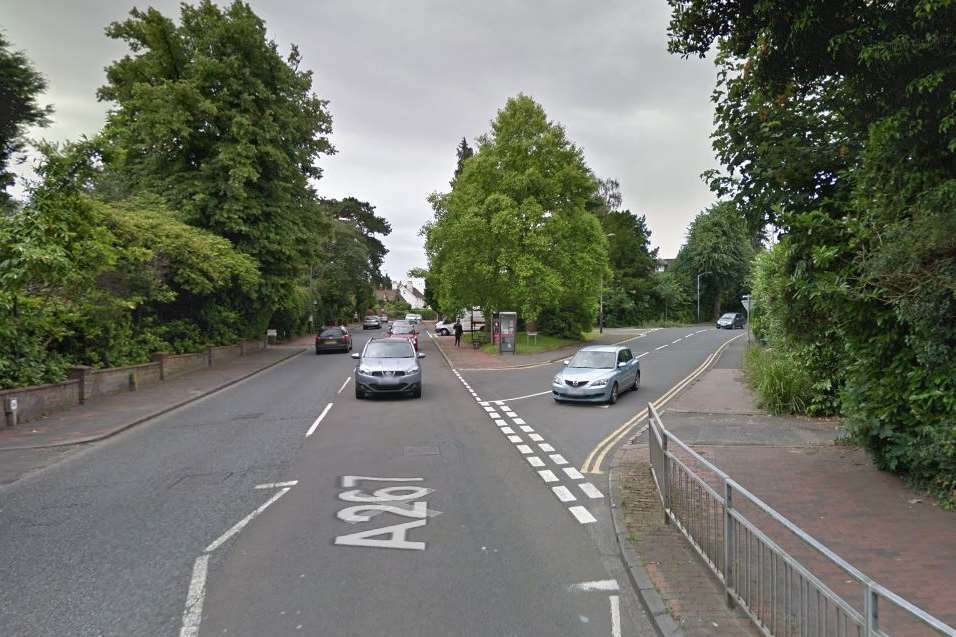 Broadwater Down is closed at the junction with Frant Road. Google Street View