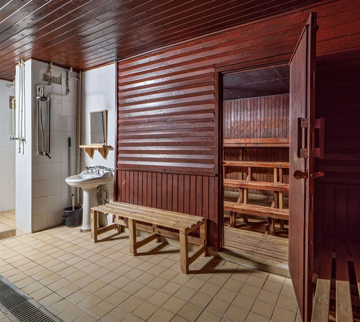 Inside the sauna