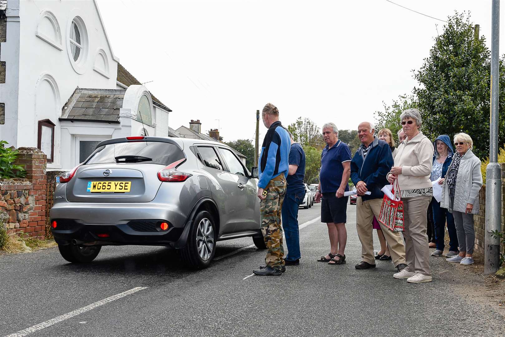 The residents marked the road where a proposed width restriction will be put in. Picture: Alan Langley