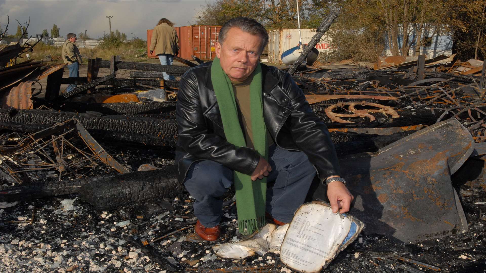 Chairman of Trustees Clive Reader among the remains after the fire in 2008