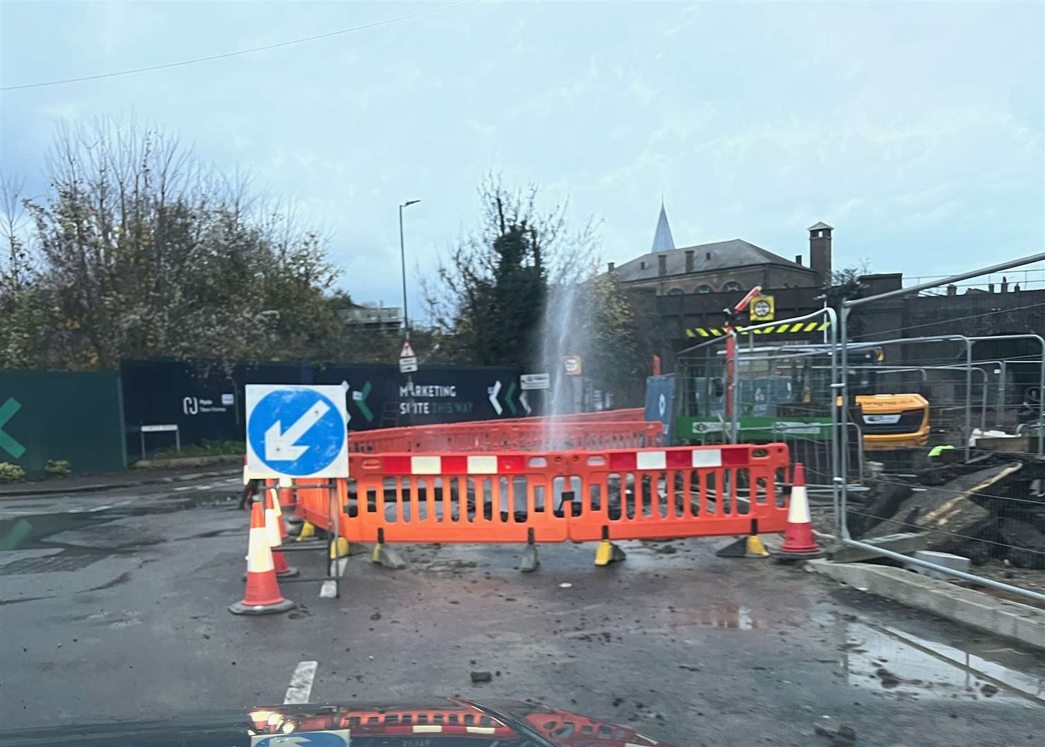 A pipe burst in Gas House Road in Rochester on Friday