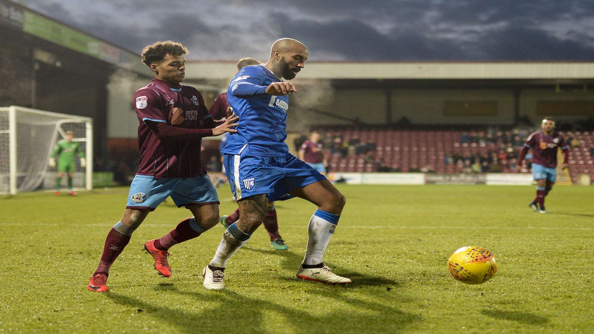 Josh Parker on the attack for Gills at Scunthorpe Picture: Ady Kerry