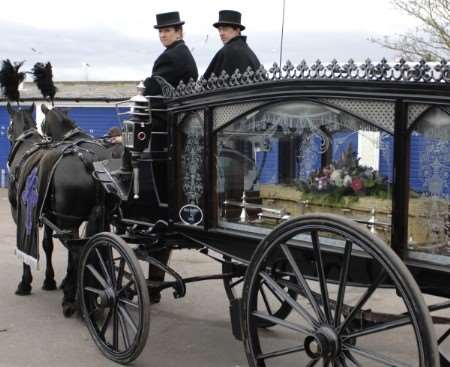 The funeral procession makes its way to Hoo St Werburgh Parish Church. Picture: Matthew Reading.