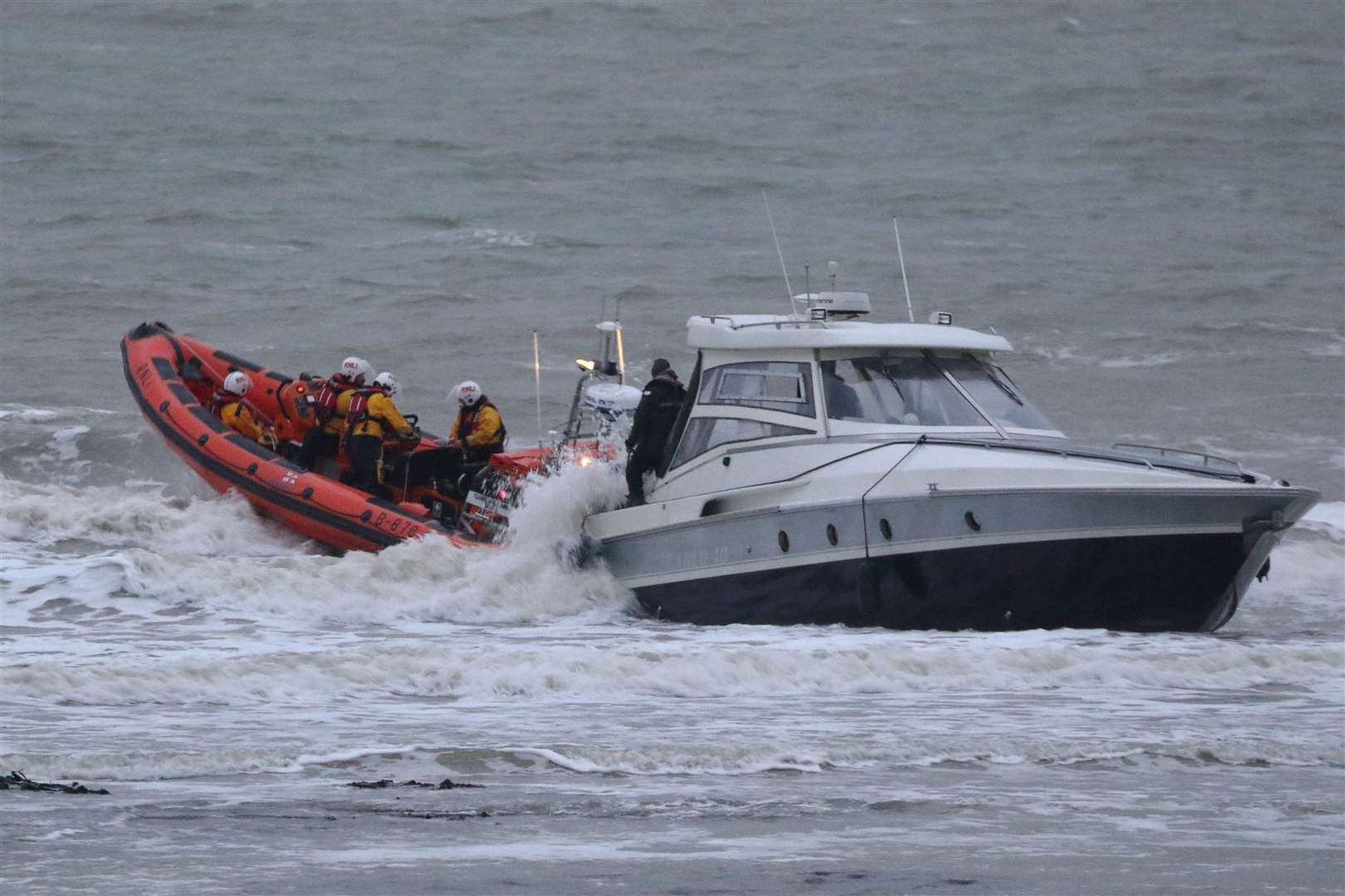 The boat was stuck in shallow water. Picture: RNLI/Steve Burton