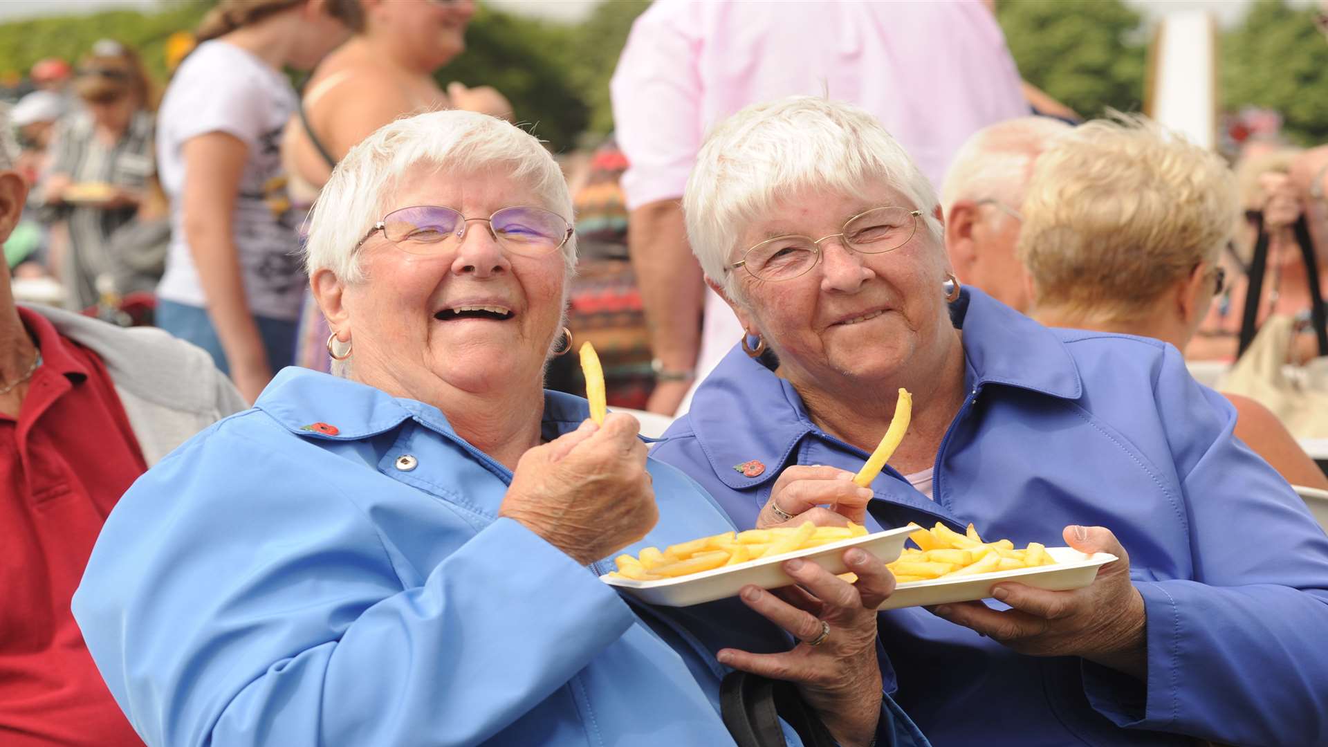 Twins June and May, who celebrated their 81st birthday last week, enjoying the day