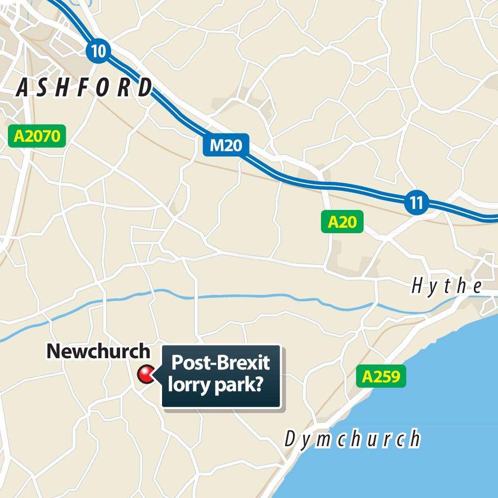 The potential lorry park site is in Newchurch