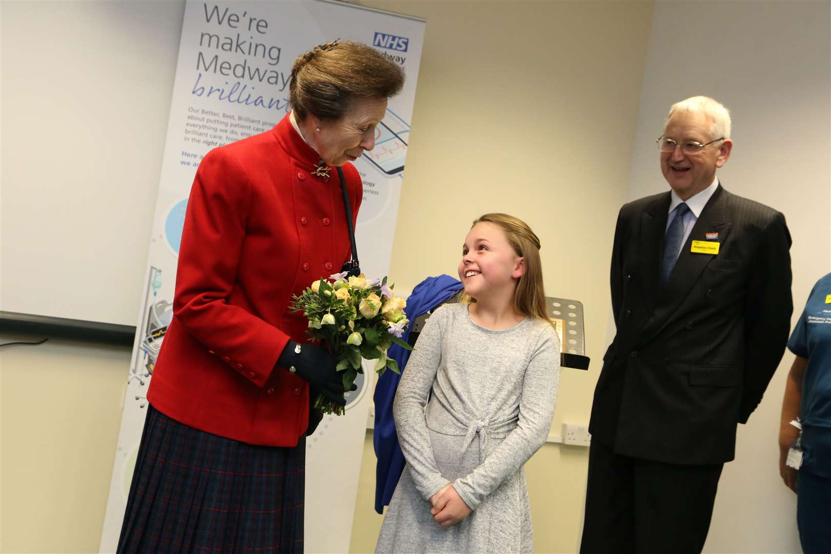 Nine-year-old Freya presented Princess Anne with a posy at Medway Maritime Hospital (24075486)
