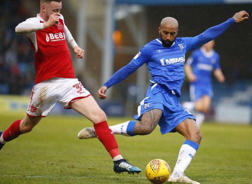 Gillingham's Josh Parker tries to get the better of Kevin O'Connor. Picture: Andy Jones