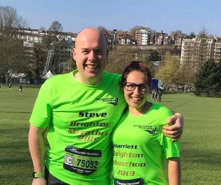 Steve and Harriett together after taking part in Brighton Marathon two years ago