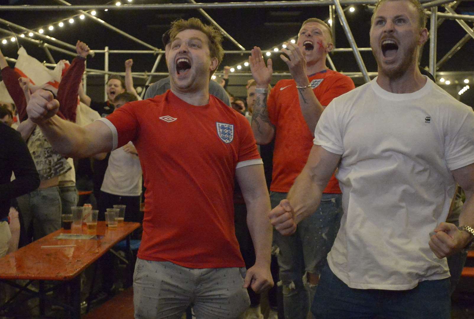 Hope as England scored a penalty and fans react at Ashford's The Coachworks Picture: Barry Goodwin