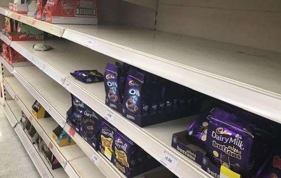 People with sweat tooths had been raiding the chocolate aisle in Sainsbury's