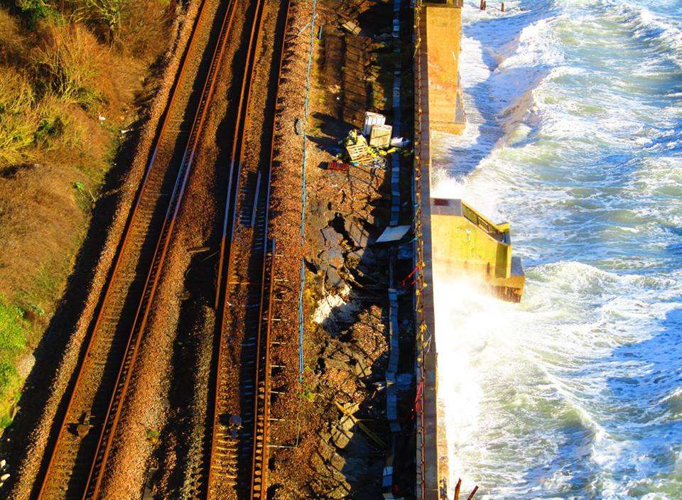 Damage can be seen on the side of the tracks. Picture: Samphire Hoe