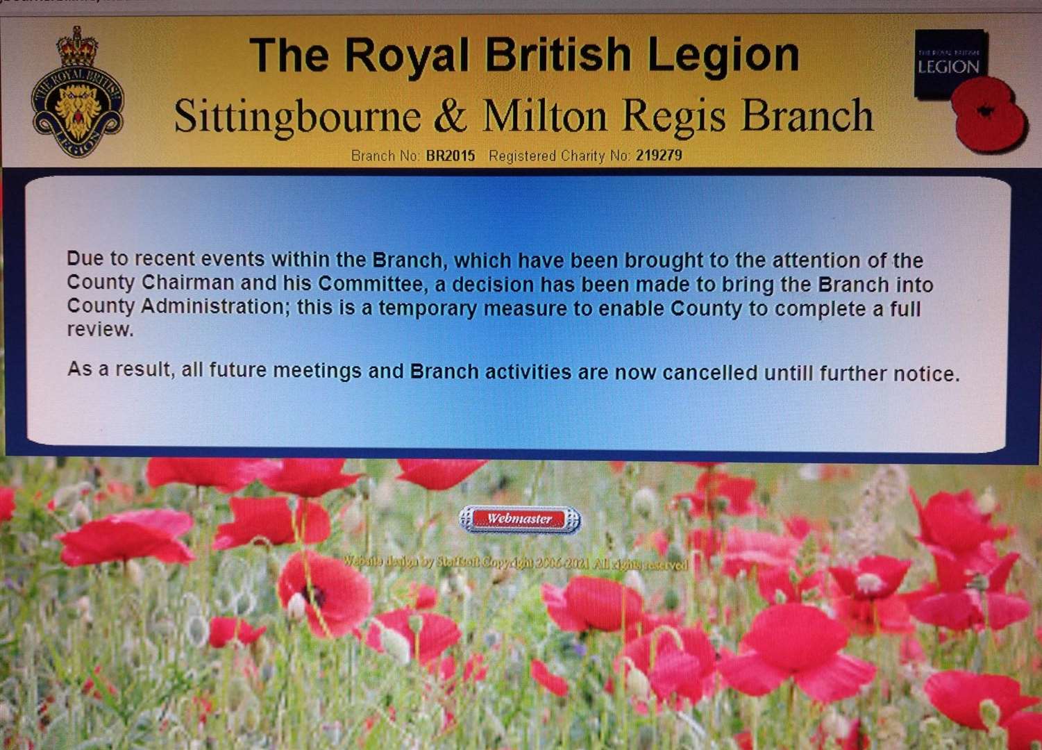 The website of the Sittingbourne branch of the Royal British Legion