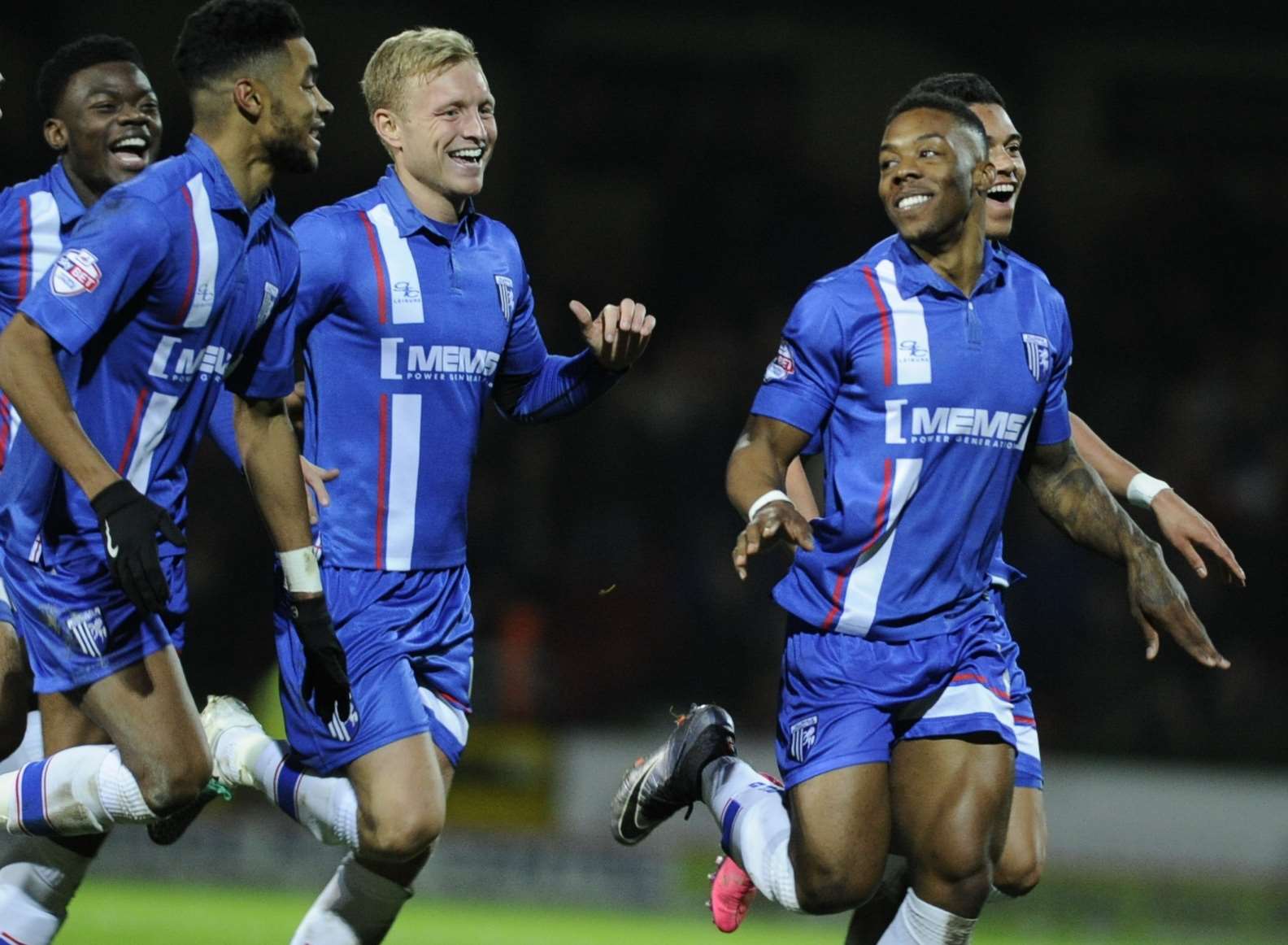 Gillingham celebrate their third goal Picture: Barry Goodwin