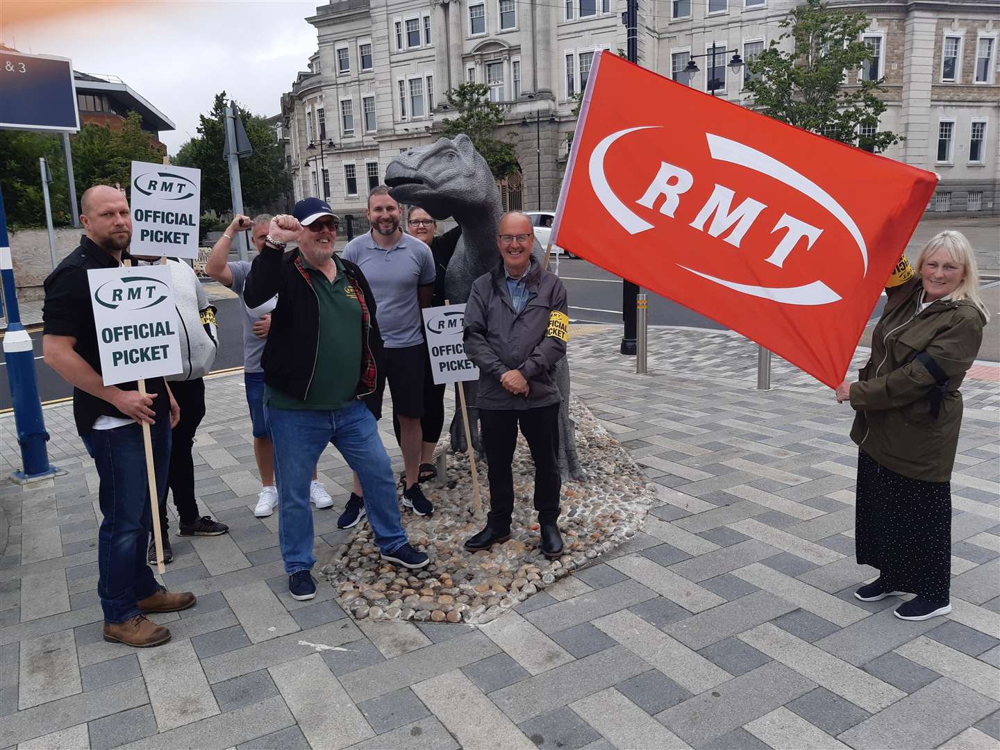 RMT pickets outside Maidstone East railway station. Picture: Graham Smith