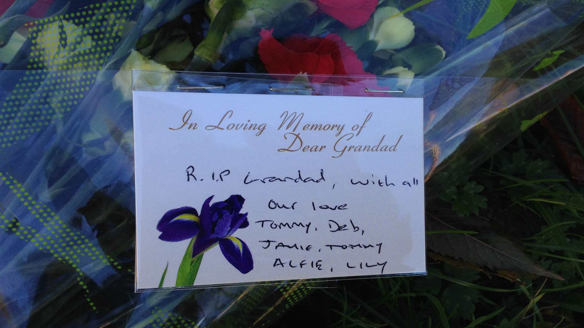 Flowers left at the scene of the incident