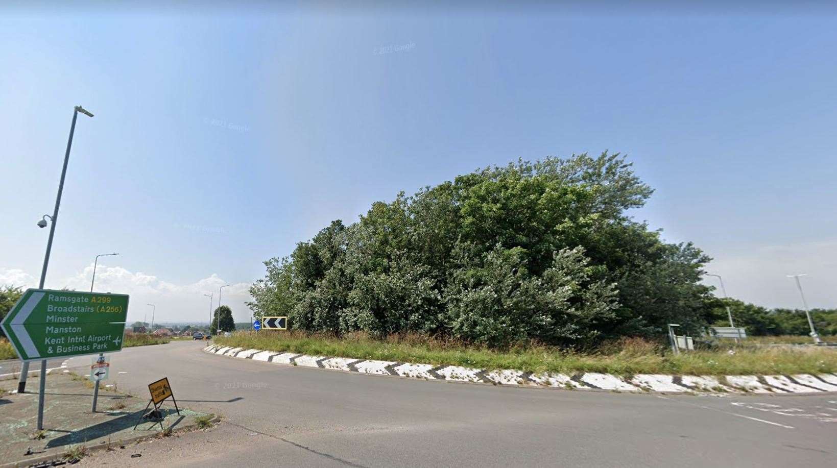 A car overturned at Monkton Roundabout on the A299 this morning. Picture: Google