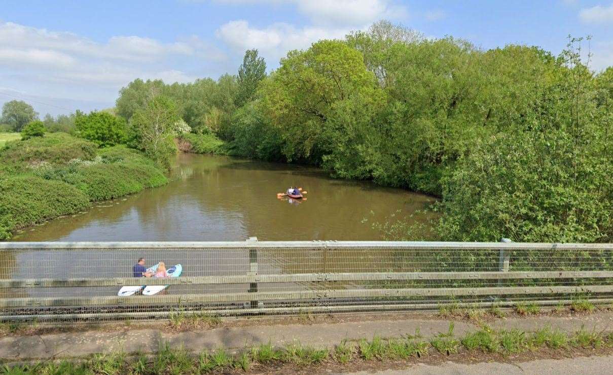 Two women were using the River Medway when a man, who was naked apart from trainers and a cap, stood on a bridge facing them