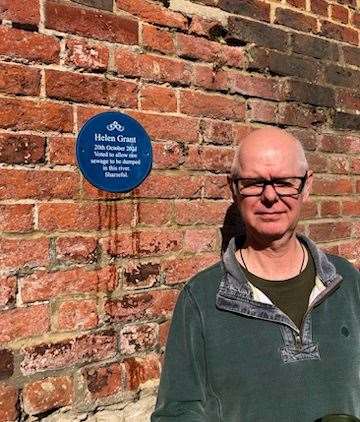 Maidstone Green Party Leader Stuart Jeffery beside the plaque