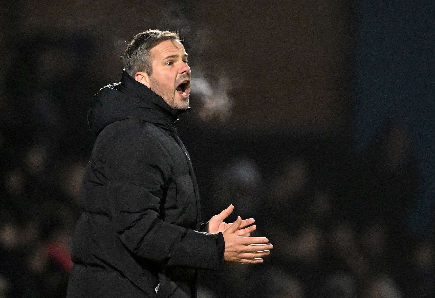 Stephen Clemence, head coach, during Gillingham’s FA Cup win over Charlton Athletic Picture : Keith Gillard