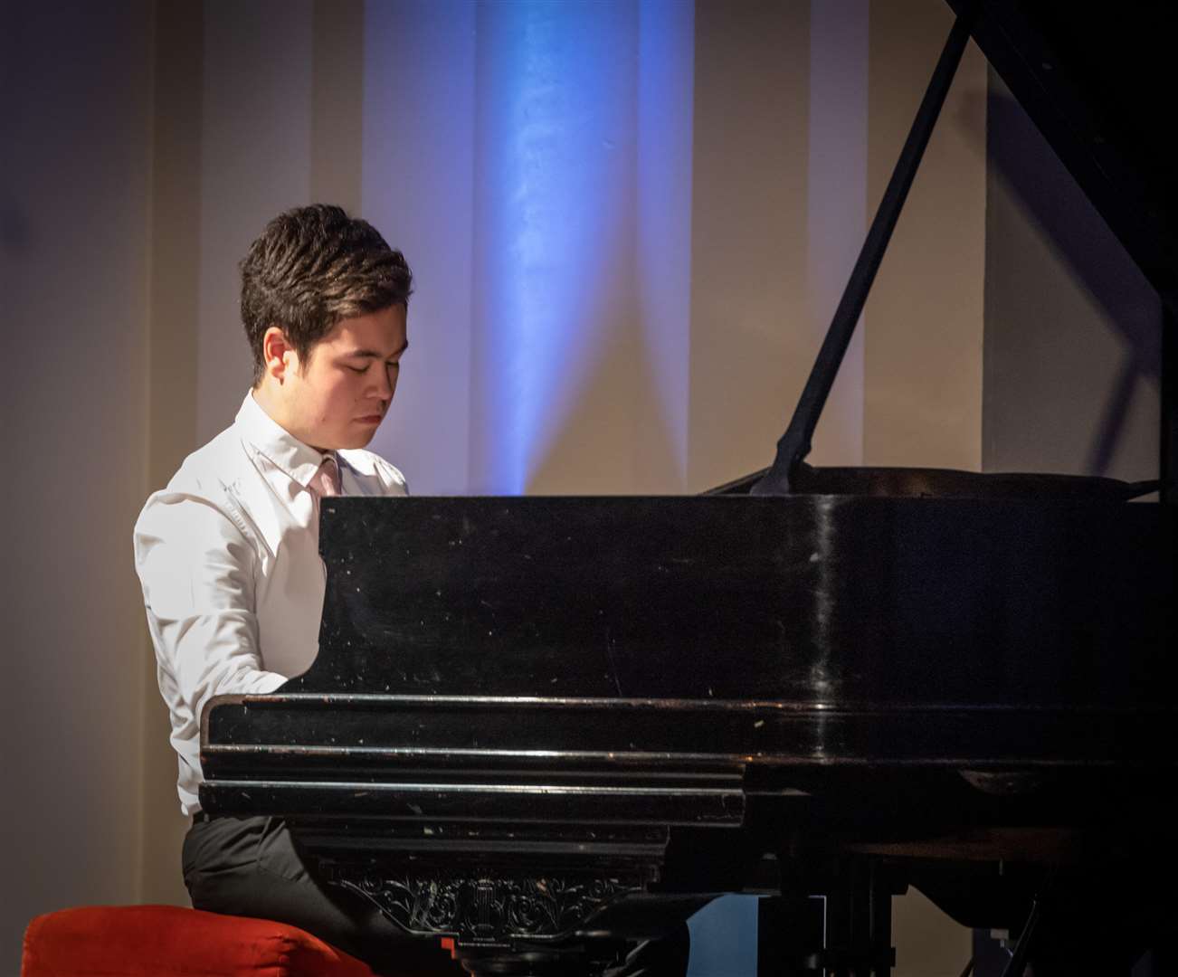 The new Maidstone Musician of the Year, Matthew Hua, in action