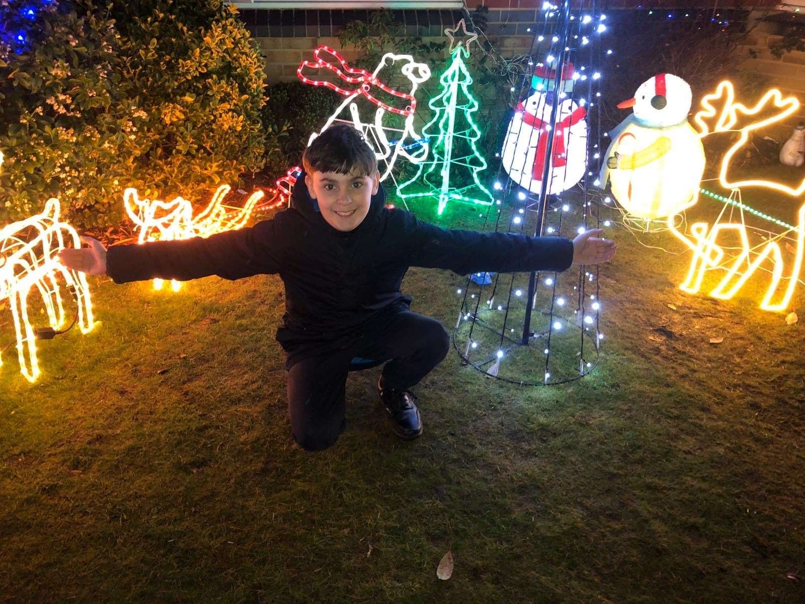 Callum Dunne with his Christmas light display in Maidstone (24795599)