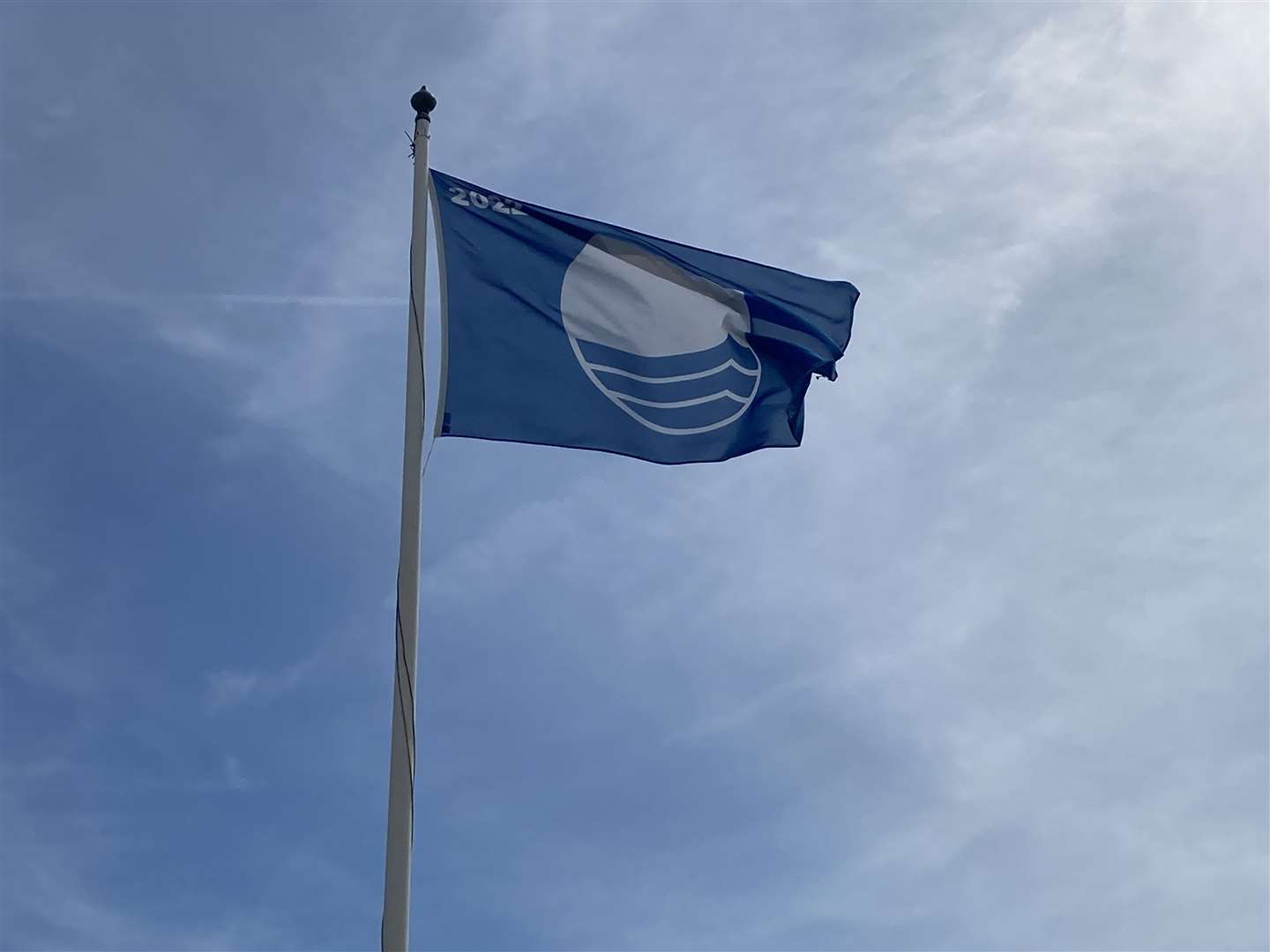 Blue Flag flying over Sheerness beach