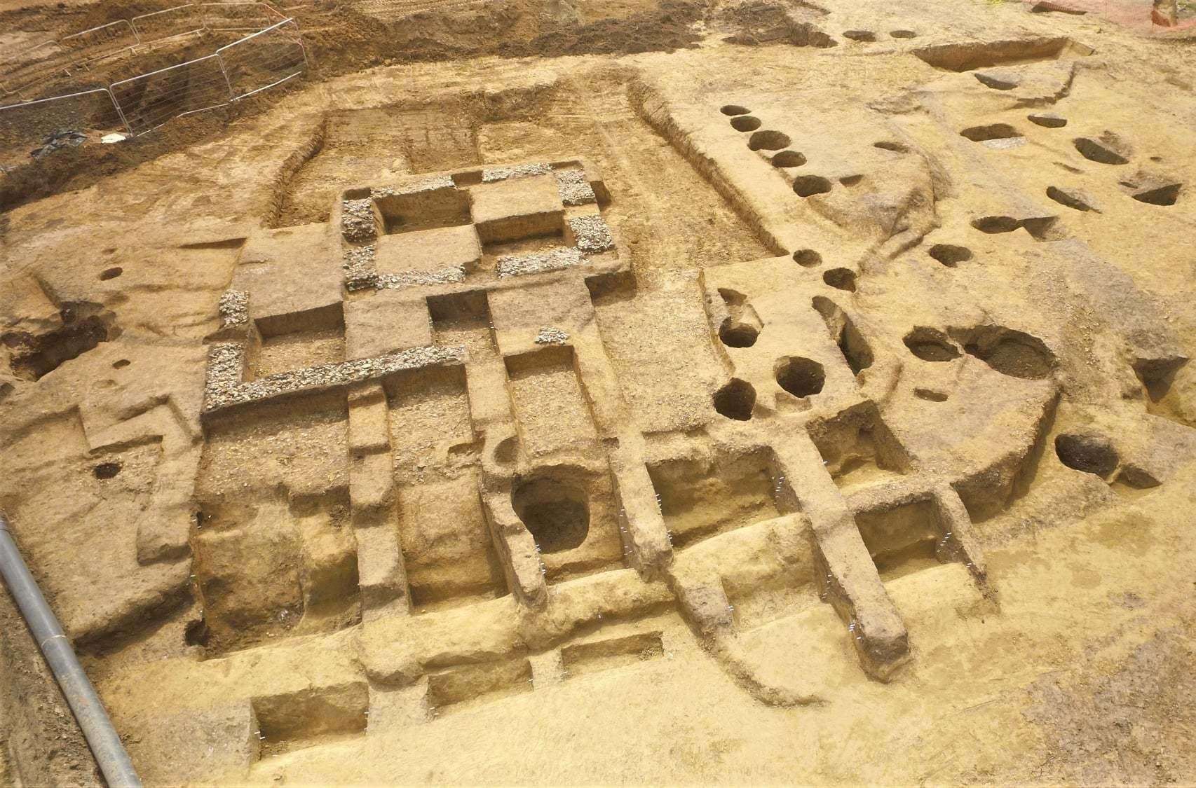 The remains of the 2,000-year-old temple being revealed in 2018. Picture: SWAT Archaeology