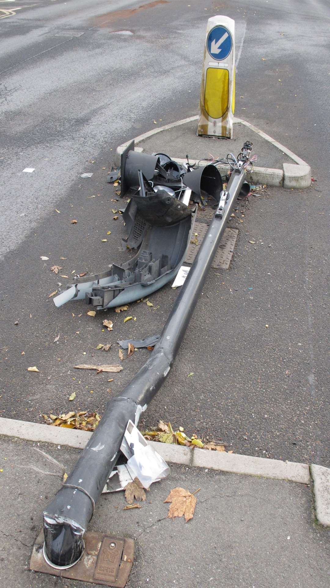 Traffic light in Somerset Road, Ashford, hit by a car