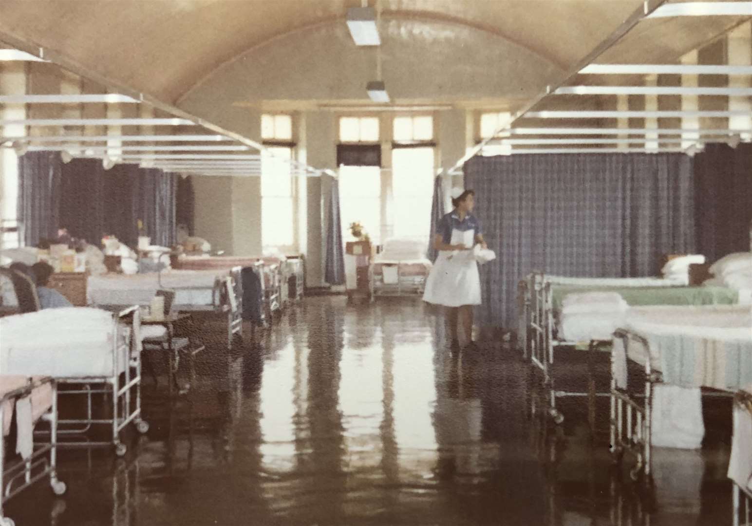 Sue Leach on a ward at the QEQM