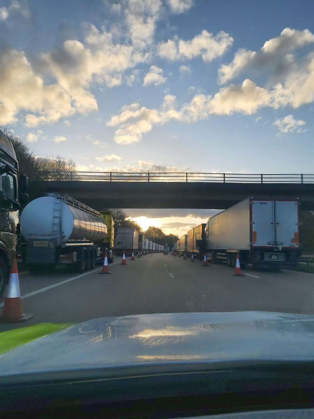 Lorries queuing for Operation Brock yesterday. Picture: Kent Police RPU