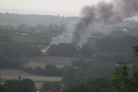 Smoke billows into the sky during a huge fire in Horsmonden. Picture: e-watch.co