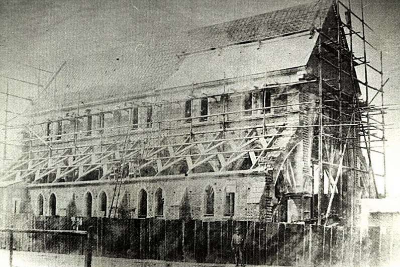 St Mark's Church being built