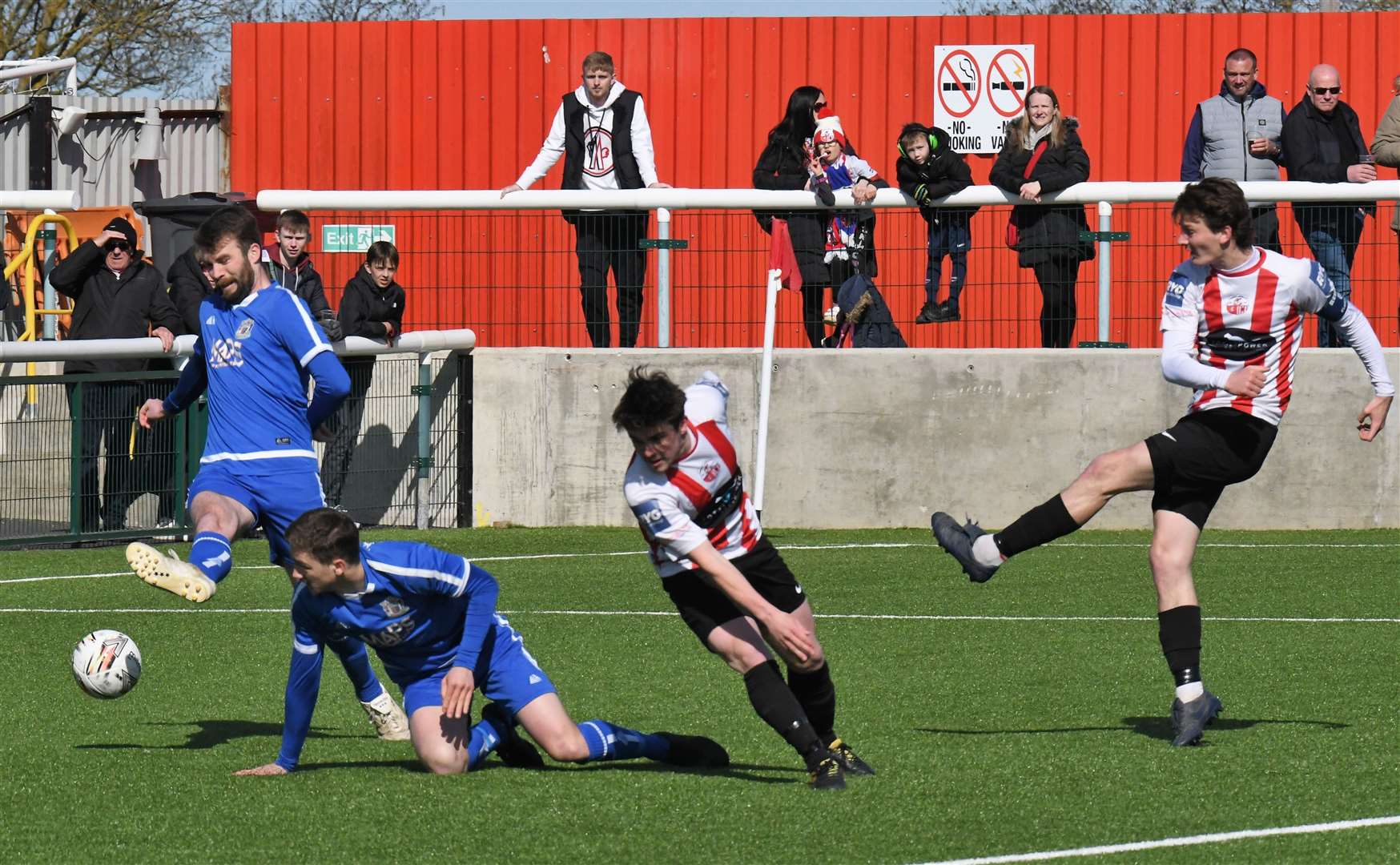 Midfielder Billy Bennett scores for Sheppey during their win over Deal. Picture: Marc Richards