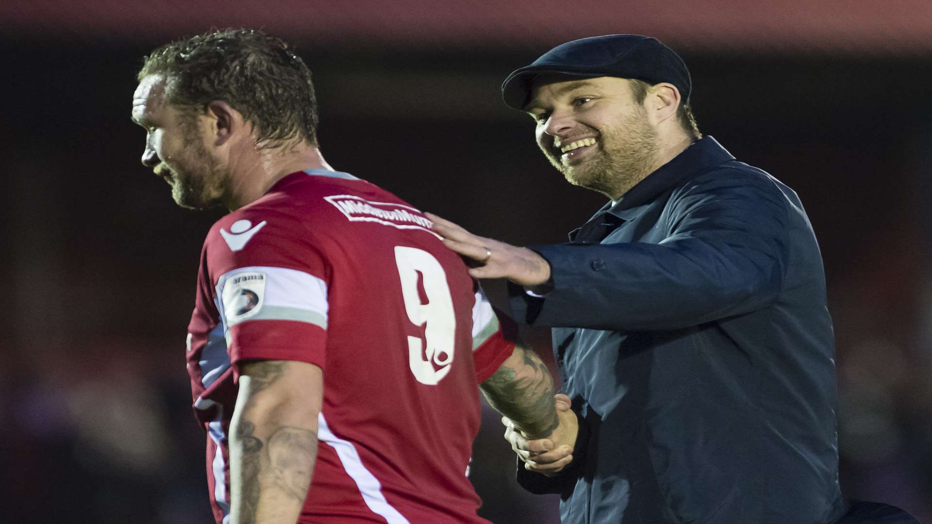 Danny Kedwell and Nikki Bull exchange words at full-time Picture: Andy Payton