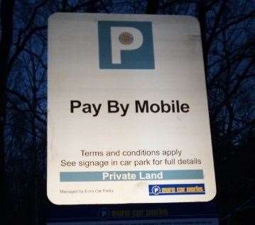 Pay by mobile sign at Thornden Woods, Herne Bay. Picture: Amy Williams
