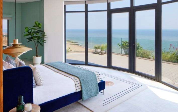 One of the four bedrooms, offering spectacular views over the coast. Pic: Omaze