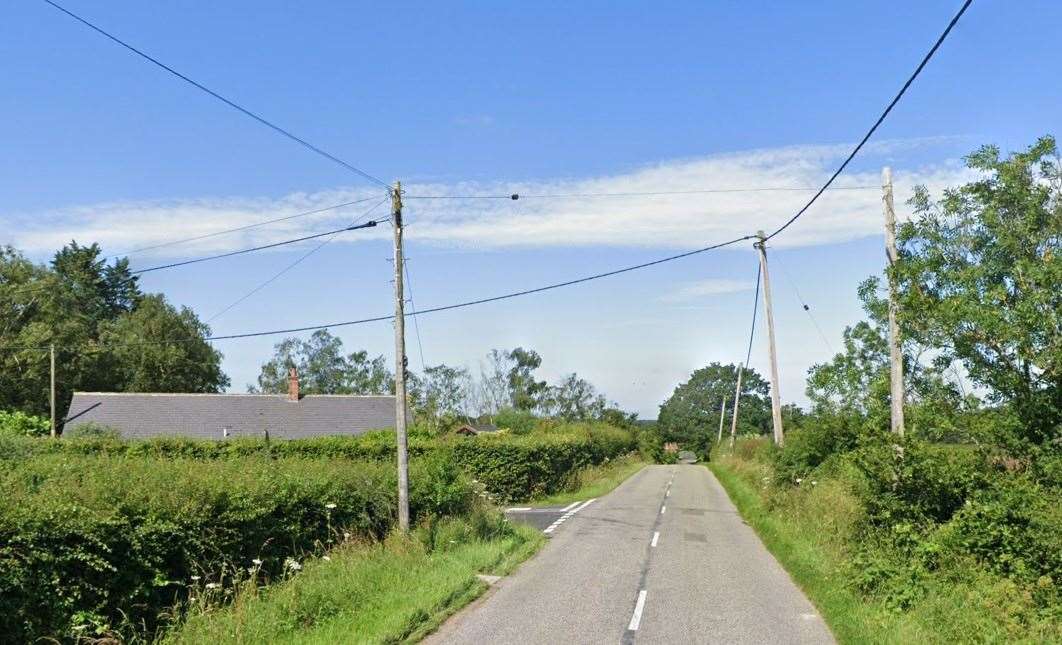 A man was taken to hospital after a crash between a bike and a scooter in Aldington. Picture: Google