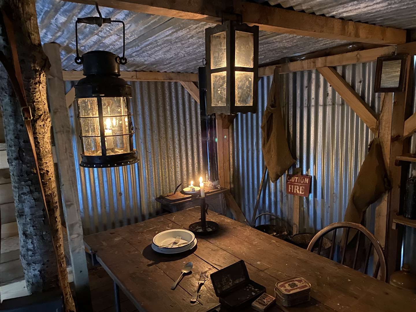 Inside of what would have been soldiers living quarters when they weren't on shift