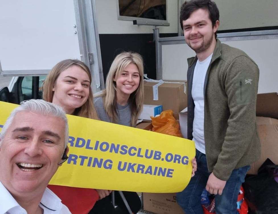 Left to right: Kyiv Lions Club club member Andy, and Dartford members Ellenor Palmer, Zoe and Tom