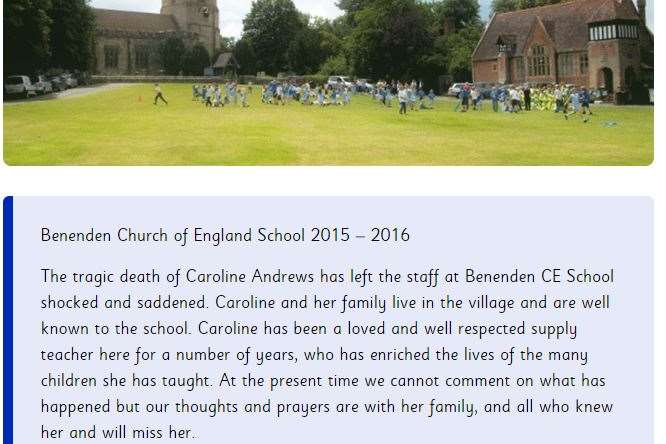 The statement posted on Benenden Primary School's website