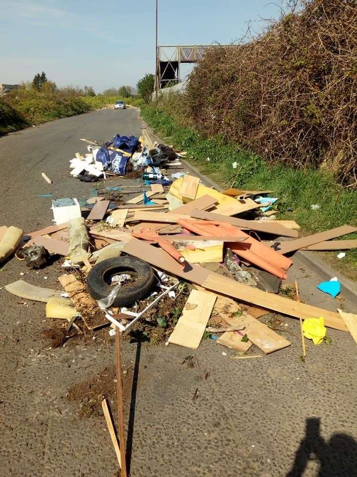 Rubbish fly-tipped at West Minster on the Isle of Sheppey in broad daylight. Picture: Caroline Howard