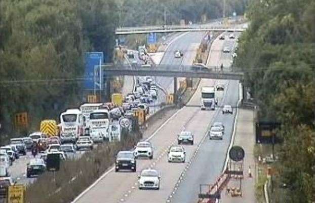 Traffic was building up following the crash. Picture: Highways England
